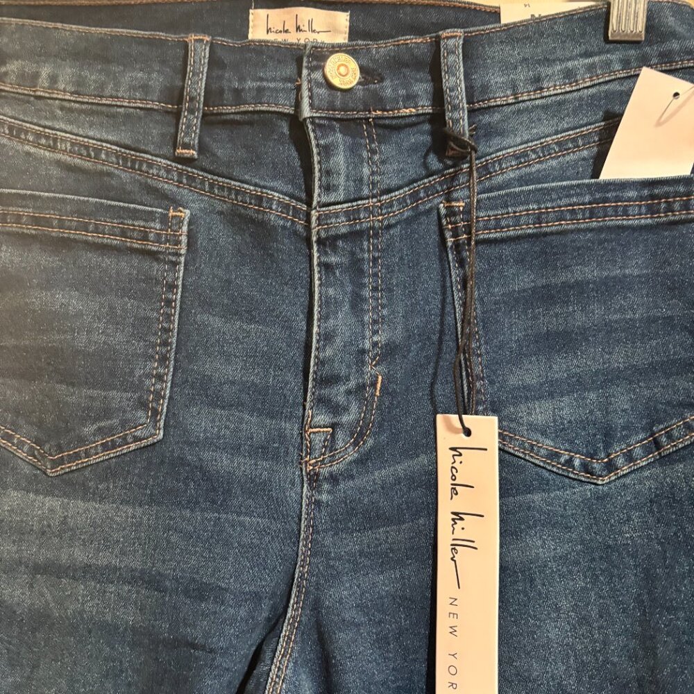 Nicole miller New York Women Nomad Super High Rise Flare Jeans Sz 14/ Blue - Picture 3 of 12